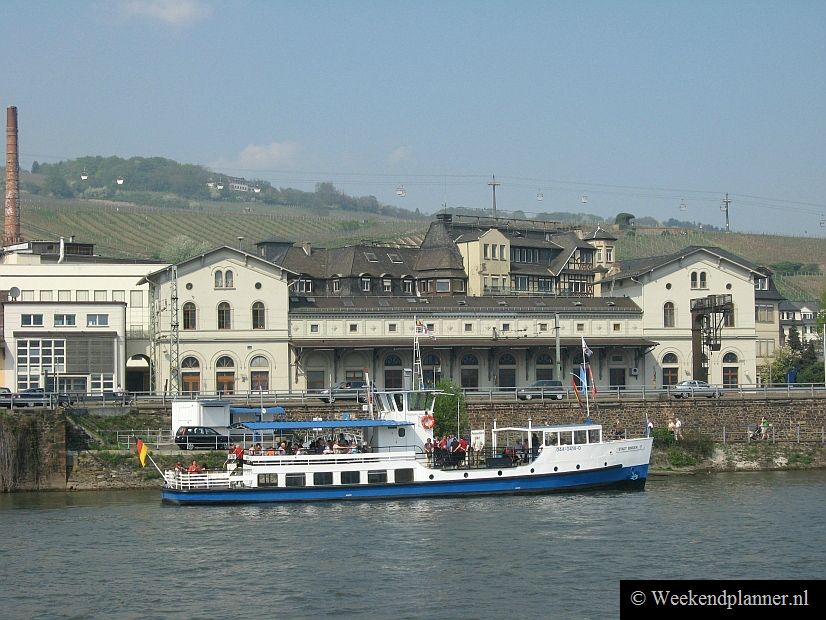 Met rondvaartboten als deze kun je voor weinig geld door het Rijndal varen. Er zijn ook avondcruises. Tip:  Foto's van een rondvaart op de veerboten.