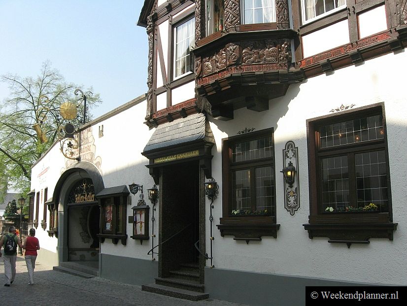 Bij Rüdesheim zijn veel wijngaarden. Op de hellingen rond Rüdesheim wordt o.a. de Riesling wijn verbouwd. In de cafés van Rüdesheim kun je de lokale wijn proeven. Tip:  De mooie omgeving van Rüdesheim.